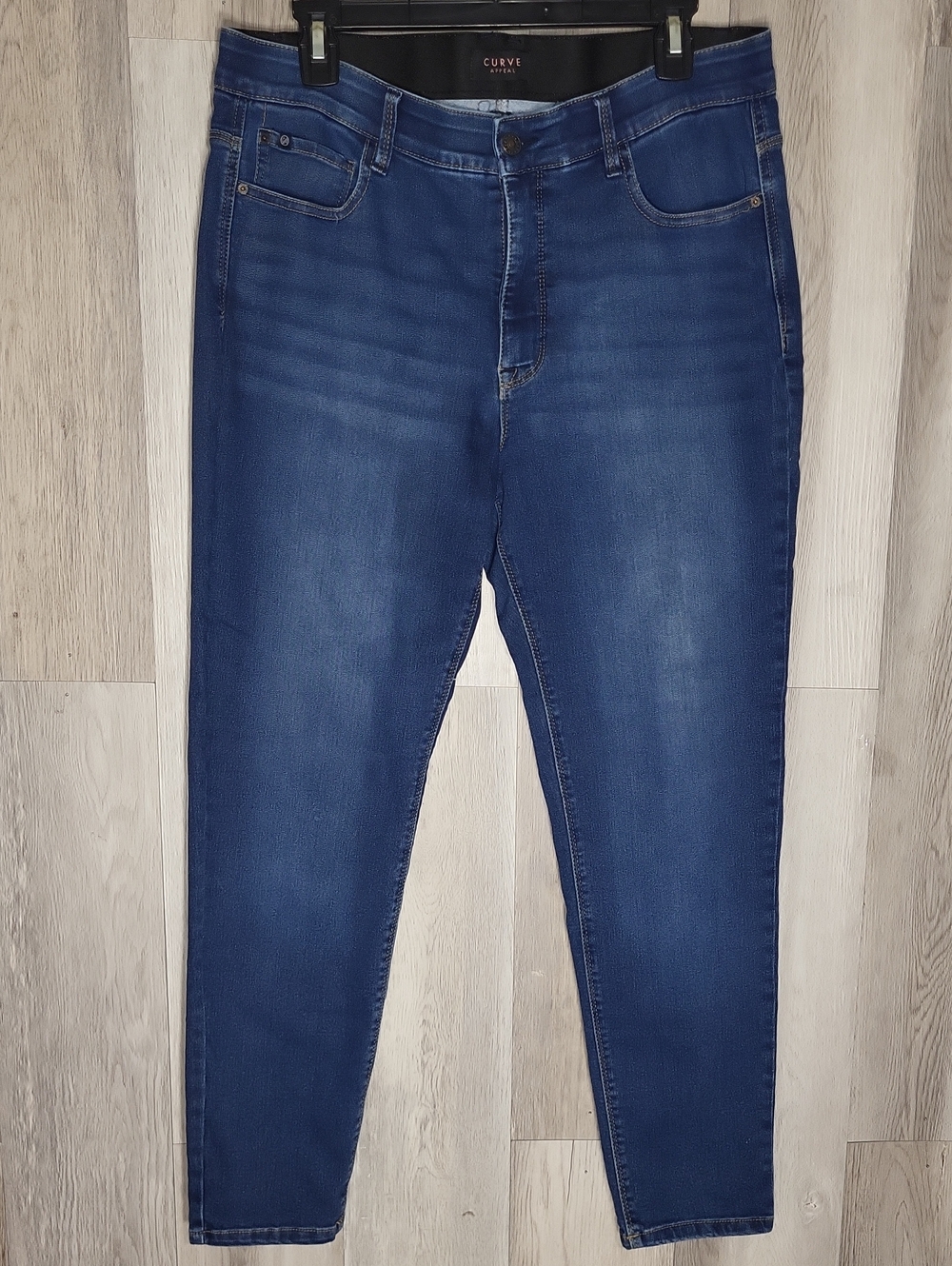 Curve Appeal Womens 14/32 Ankle Jeans Tapered Leg Figure Friendly Stretch